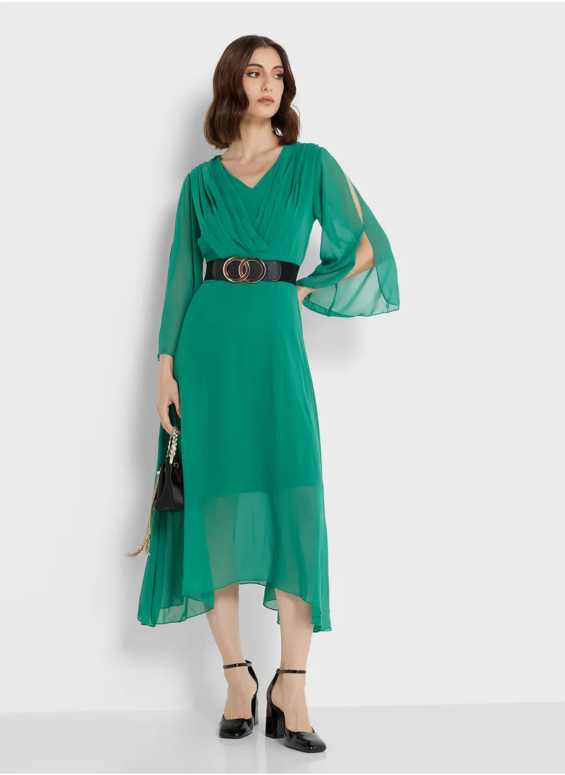 ايلا Slit Sleeve A-Line Dress