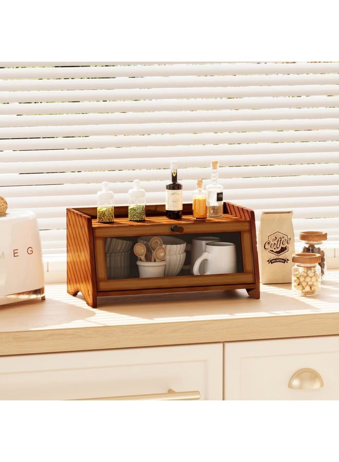BAMBANG Small Brown Kitchen Worktop Bread Box - Image 5