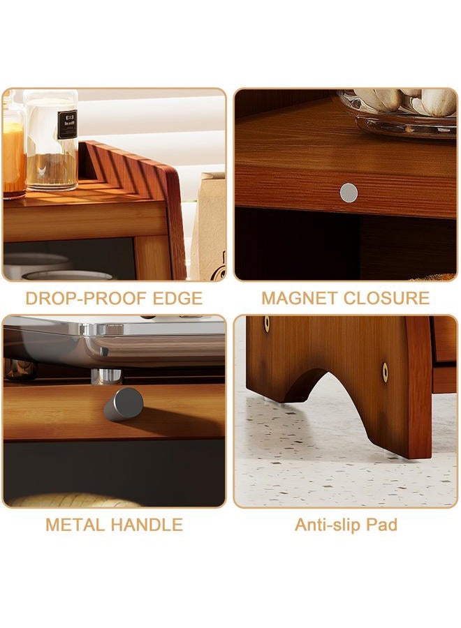 BAMBANG Small Brown Kitchen Worktop Bread Box - Image 3