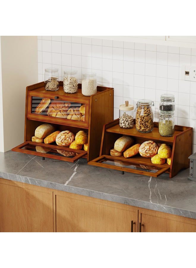 BAMBANG Small Brown Kitchen Worktop Bread Box - Image 4