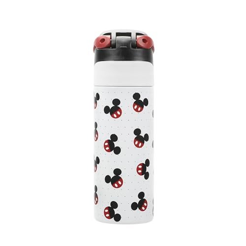 Bioworld Mickey Mouse Classic Mickey Ears All-Over Print White 24 Oz Stainless Steel Water Bottle - Image 5