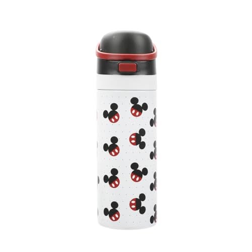 Bioworld Mickey Mouse Classic Mickey Ears All-Over Print White 24 Oz Stainless Steel Water Bottle - Image 1