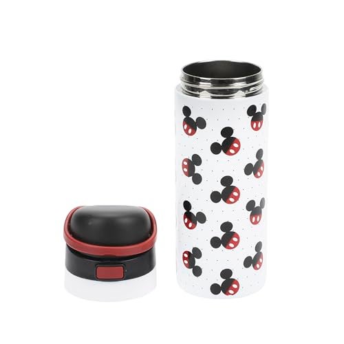 Bioworld Mickey Mouse Classic Mickey Ears All-Over Print White 24 Oz Stainless Steel Water Bottle - Image 2