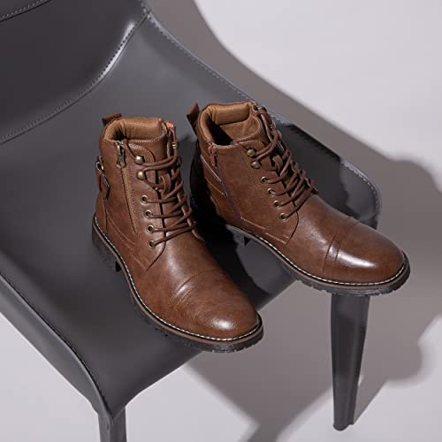 Vostey Men's Boots Casual Dress Boots for Men Brown Boots Mens Motorcycle Combat Ankle Boot (BMY678A dark brown 09.5) - Image 4