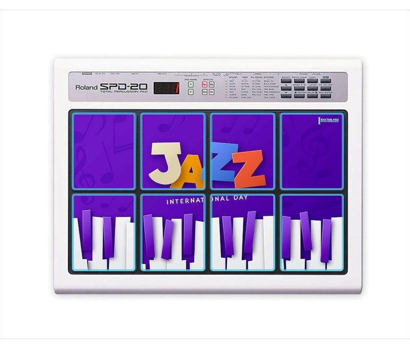 RHYTHM PRO (Jazz International Day) Self Adhesive Octapad Skin (Set of 8 PCS.) Compatible for Roland SPD-20/11/20X/20PRO/30. (SPD-20PRO) - Image 1