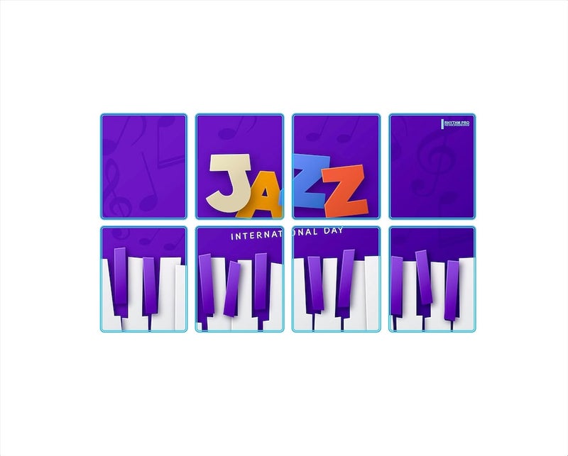 RHYTHM PRO (Jazz International Day) Self Adhesive Octapad Skin (Set of 8 PCS.) Compatible for Roland SPD-20/11/20X/20PRO/30. (SPD-20PRO) - Image 2