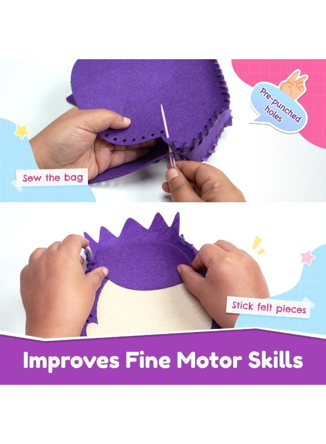 Capstro Sew & Foil Art Princess Sling Bag Kit – Little Girl DIY Sewing & Decorating Craft Set with Felt Bag Pieces, Foil Stickers & Yarn | Creative Arts & Crafts Toy Gift for Girls Ages 6–12 - Image 3