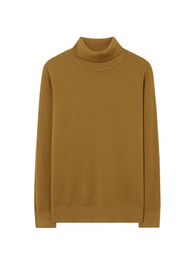 Markless Men's Autumn Winter Warm Turtleneck Knit Sweater Solid Color Base Layer 2716 Maple Leaf Yellow M - Image 4