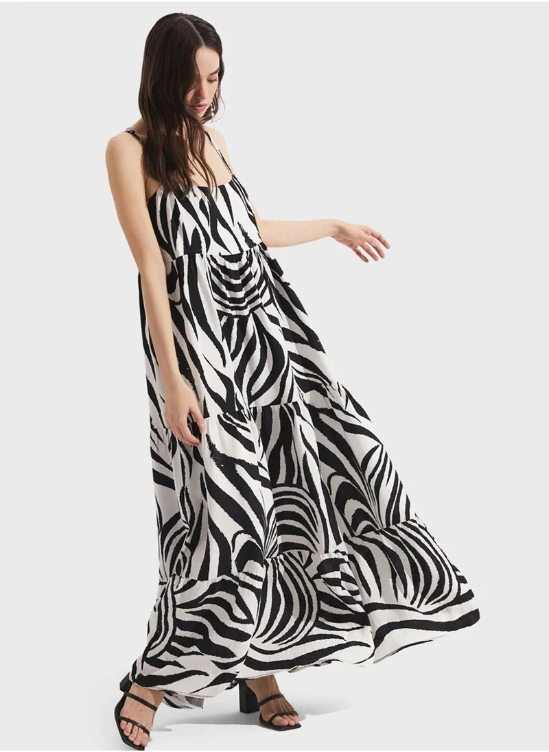 JUNE Zebra Print Maxi Dress