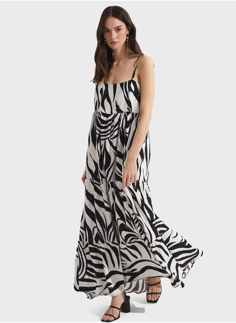 JUNE Zebra Print Maxi Dress