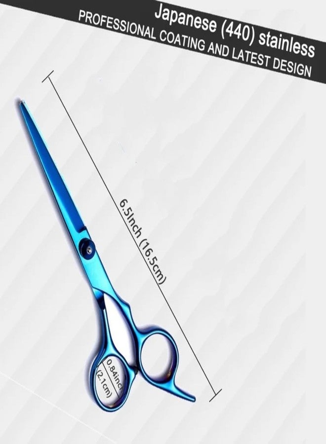 FEELHIGH مقص شعر احترافي 6.5 بوصة أزرق بفتحة مخفية، مقص حاد لقص الشعر، مقص حلاقة، مقص حلاقة، مقص قص الشعر، حافة محدبة 440 درجة مئوية - Image 2