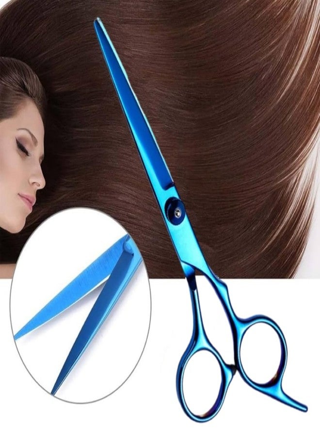 FEELHIGH مقص شعر احترافي 6.5 بوصة أزرق بفتحة مخفية، مقص حاد لقص الشعر، مقص حلاقة، مقص حلاقة، مقص قص الشعر، حافة محدبة 440 درجة مئوية - Image 4