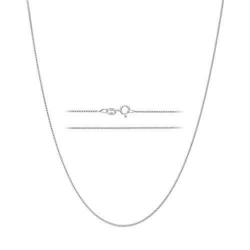 KISPER 925 Solid Sterling Silver 1mm Dainty Thin Box Chain Necklace for Women, Italian Made Tarnish Resistant Waterproof Hypoallergenic, 20 inches - Image 1