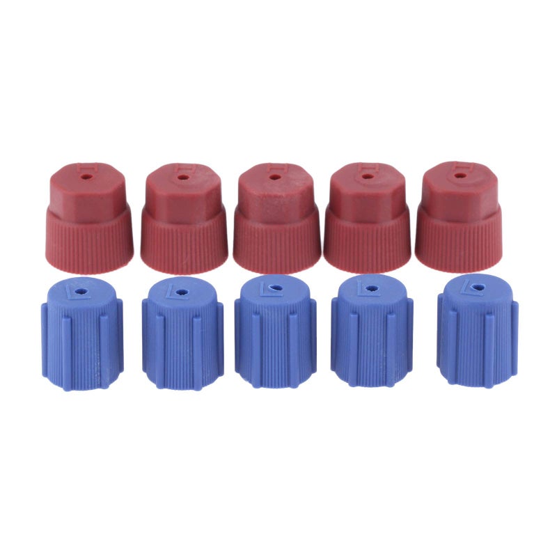 أغطية غبار مكيف الهواء متوافقة مع خيط 8V1 R134a غطاء 13mm 16mm خدمة مكيف الهواء أغطية منفذ شحن نظام مكيف الهواء للسيارات استبدال وصيانة 5 أحمر عالي 5 أزرق منخفض 10 قطع