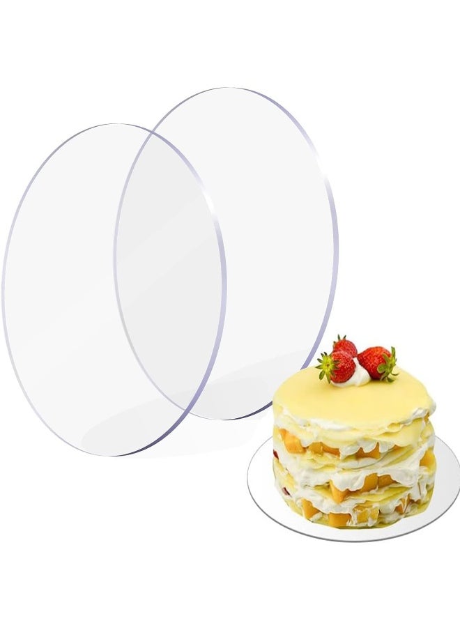 TPGP Cake Board Round 15 cm, 2 Pieces Cake Plate, Acrylic, Non-Adhesive, Cake Plate, Reusable, Round Cake Base for Transport Cakes and Cakes  - Image 1