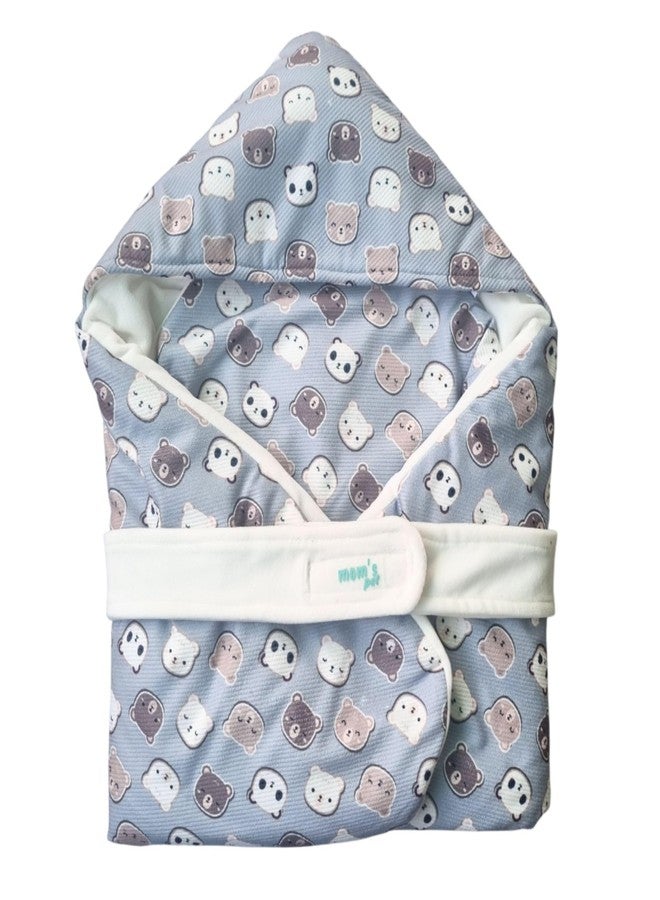 aRIC MomsPet Super Soft Hosiery Baby Swaddler with Hood & Belt || Baby Swaddle Blanket || Baby Wrapper for 6 to 12 Months || Baby Wrapper for New Born Baby 0 to 6 Months (Pack of 1) (Grey) - Image 5