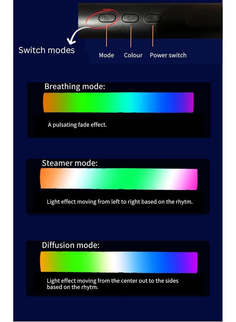 Continuous RGB LED Light Bar with Music Sync, Portable Rechargeable Disco Light, 8 Dynamic Lighting Patterns, USB-C Battery Powered, Tabletop and Floor Stand, Colour Changing, Lightweight, for Party, Gaming, Bedroom and Living Room – L023, Grey - Image 2
