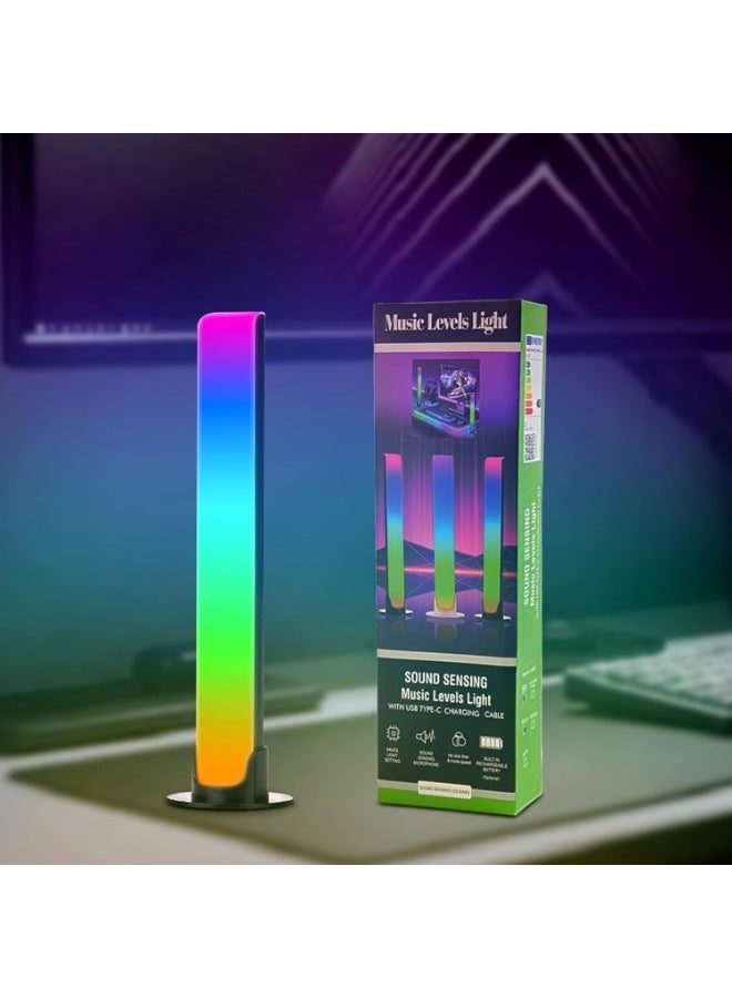 Continuous RGB LED Light Bar with Music Sync, Portable Rechargeable Disco Light, 8 Dynamic Lighting Patterns, USB-C Battery Powered, Tabletop and Floor Stand, Colour Changing, Lightweight, for Party, Gaming, Bedroom and Living Room – L023, Grey - Image 3