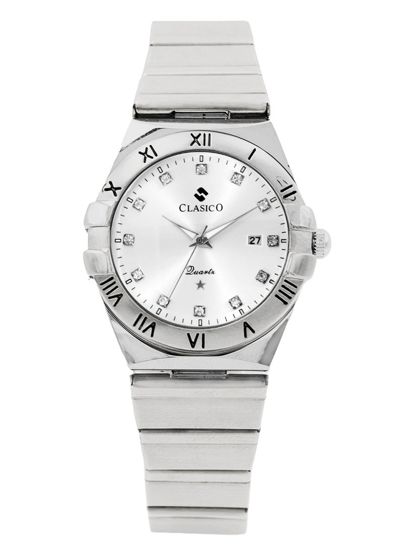 Clasico Twin-Face Couple Edition – Silver Radiance with Silver Dial – 6-Hands Chronograph Watch with Steel Strap – Waterproof Design – Watch Gift Set 40mm & 36mm  - Image 4