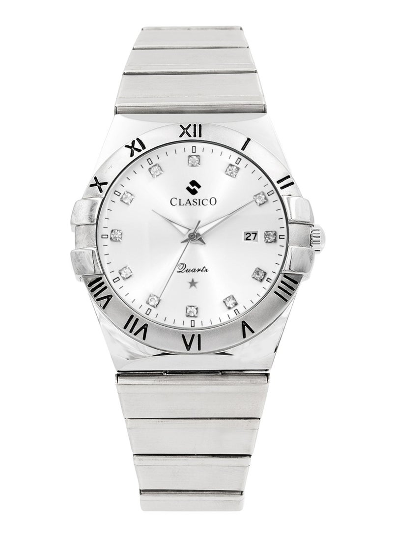 Clasico Twin-Face Couple Edition – Silver Radiance with Silver Dial – 6-Hands Chronograph Watch with Steel Strap – Waterproof Design – Watch Gift Set 40mm & 36mm  - Image 5