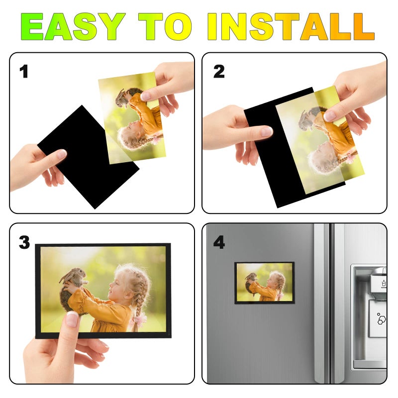 CHUNNIAO Black Magnetic Picture Frame 4X6 for Refrigerator,Photo Magnets Sleeves - Image 4