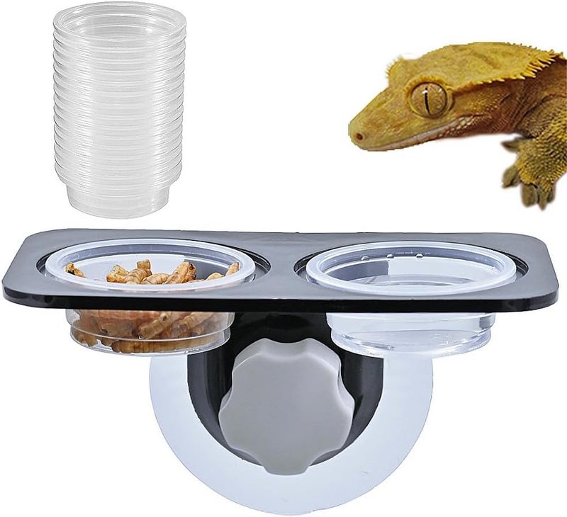MRTIOO Crested Gecko Feeding Ledge [Non-Suction Cup], with 30 pcs 0.5oz Food Cups, Reptile Food Bowls and Water Dish for Lizard Or Other Small Pet Amphibian Feeder Ledge Accessories Supplies - Image 2