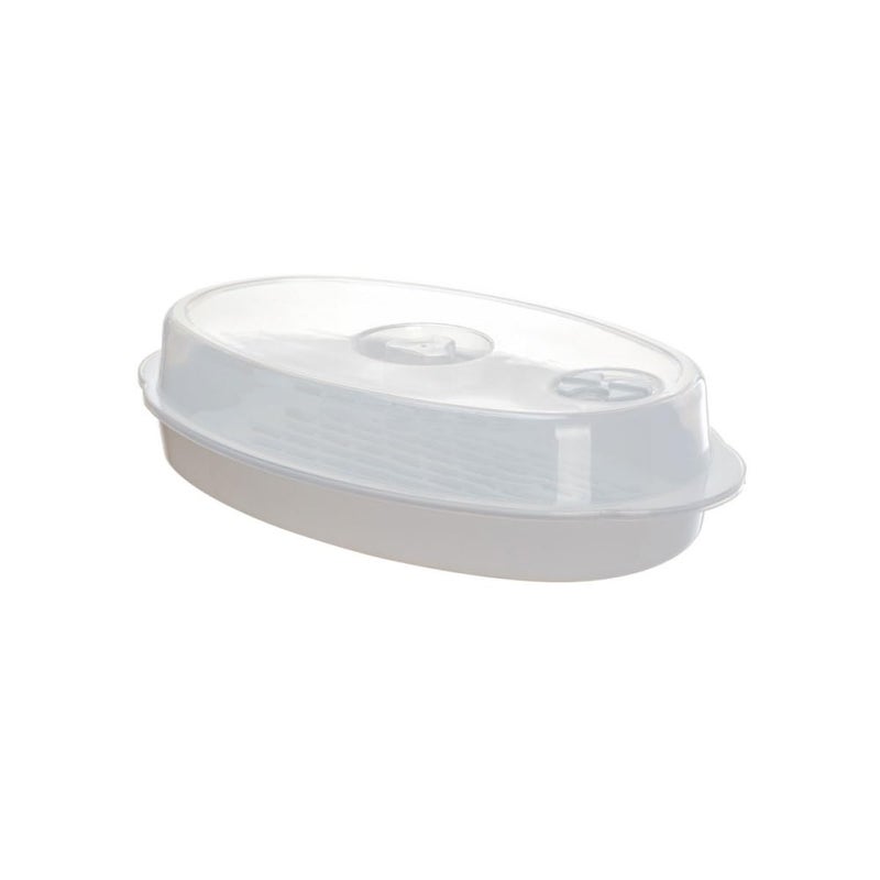 Microwave Fish Steamer Plate With Lid Professional Food Grade Steaming Holder - Image 2