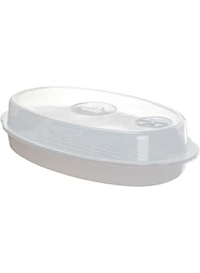 Microwave Fish Steamer Plate With Lid Professional Food Grade Steaming Holder - Image 1