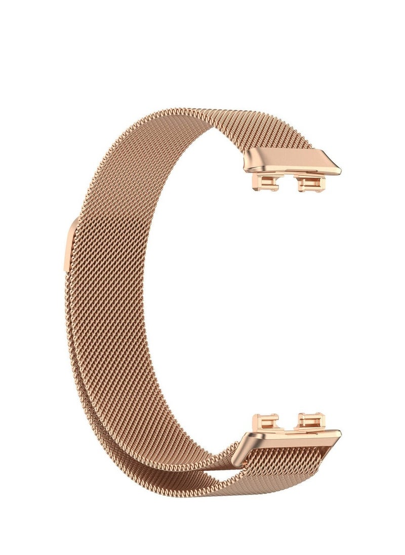 Generic - Luxury Design Replacement Strap for Huawei Band 8, Breathable and Waterproof, Stainless Steel Mesh Strap, Magnetic Buckle, Easy to Install, Adjustable Length Watch Strap for Women Men (Rose Gold) - Image 1
