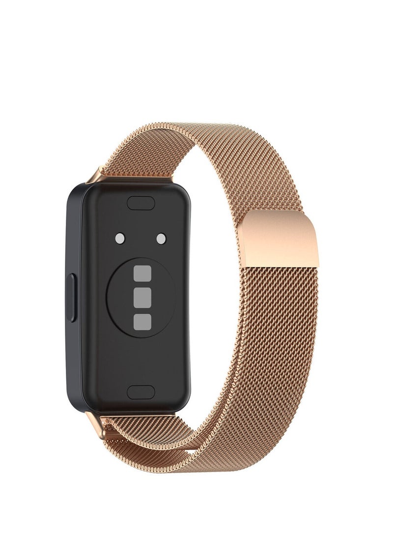 Generic - Luxury Design Replacement Strap for Huawei Band 8, Breathable and Waterproof, Stainless Steel Mesh Strap, Magnetic Buckle, Easy to Install, Adjustable Length Watch Strap for Women Men (Rose Gold) - Image 1
