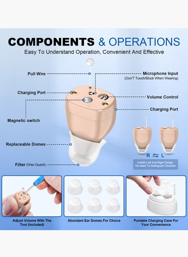 Chixing Rechargeable Hearing Aids for Seniors & Adults, Noise Cancelling, Digital In-Ear Amplifier with Volume Control & Magnetic Charging Case - Image 2