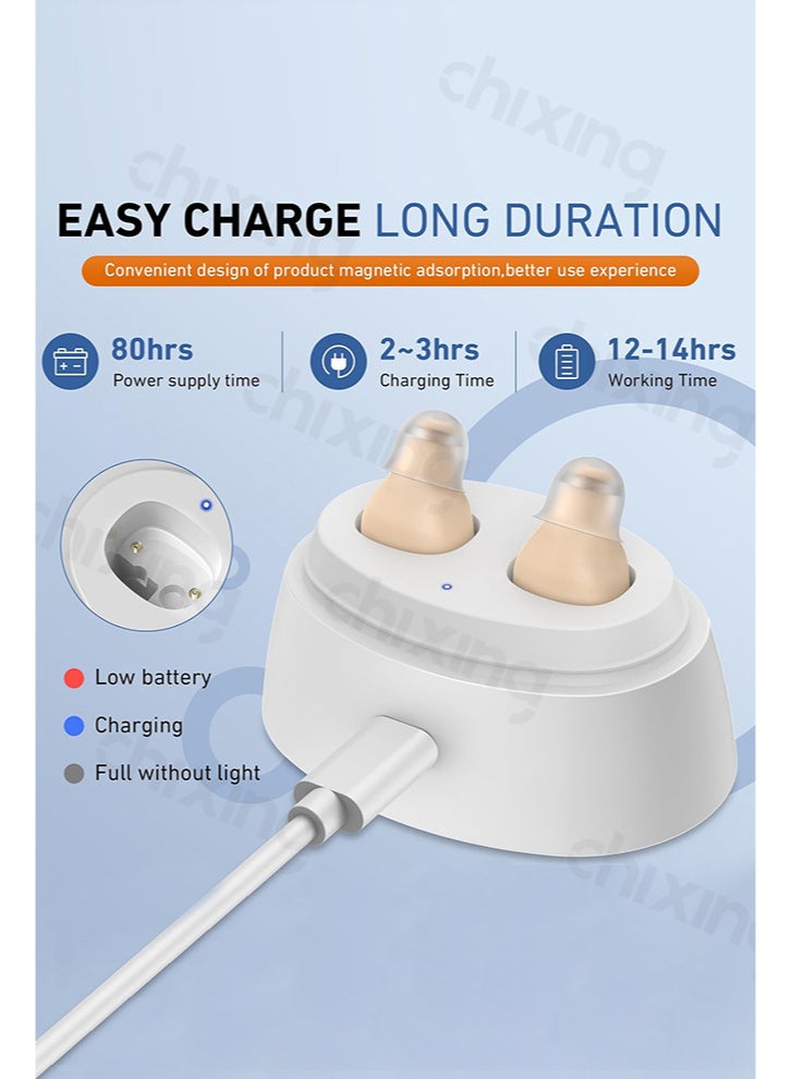 Chixing Hearing Aid Devices for Adult, Hearing Aids Rechargeable 100-hour Standby, Fast Charge, Noise Cancelling, Digital In-Ear Amplifier with Volume Control & Magnetic Charging Case - Image 4