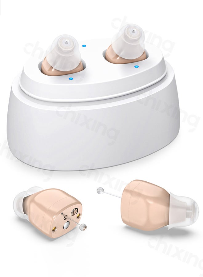Chixing Hearing Aid Devices for Adult, Hearing Aids Rechargeable 100-hour Standby, Fast Charge, Noise Cancelling, Digital In-Ear Amplifier with Volume Control & Magnetic Charging Case - Image 1
