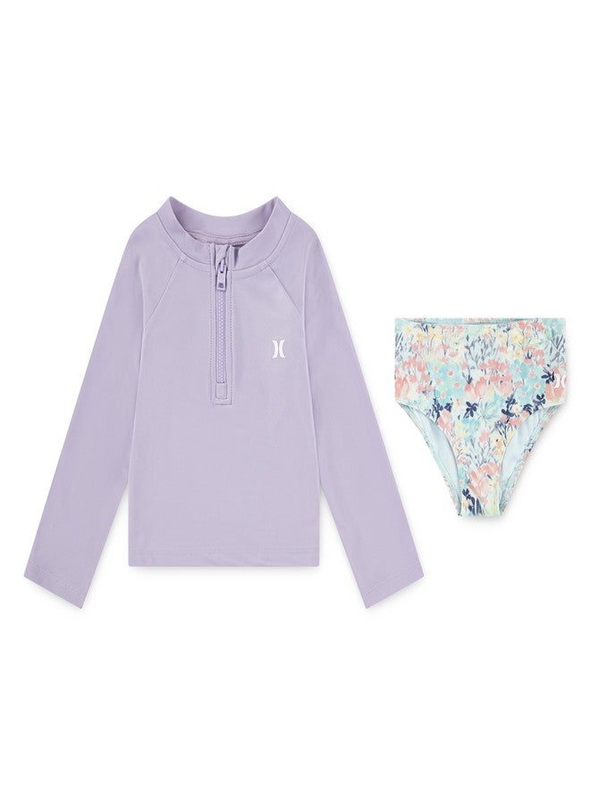 Hurley Long Sleeve Rash Guard Swim Suit 2-Piece Outfit Set - Image 1