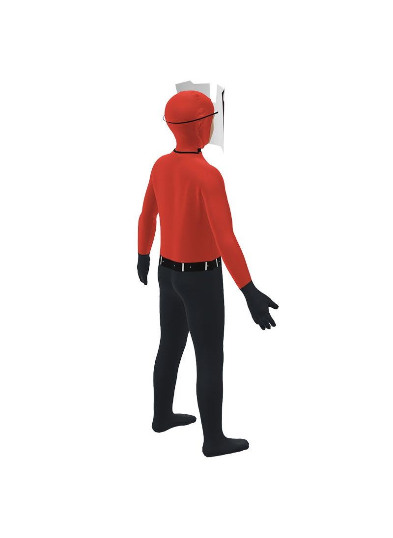 Generic مجموعة واحدة من أزياء الحفلات التنكرية Skibidi Toilet Man TV Man للأطفال باللون الأحمر المتكلم زي الكبار مع الأقنعة  - Image 3