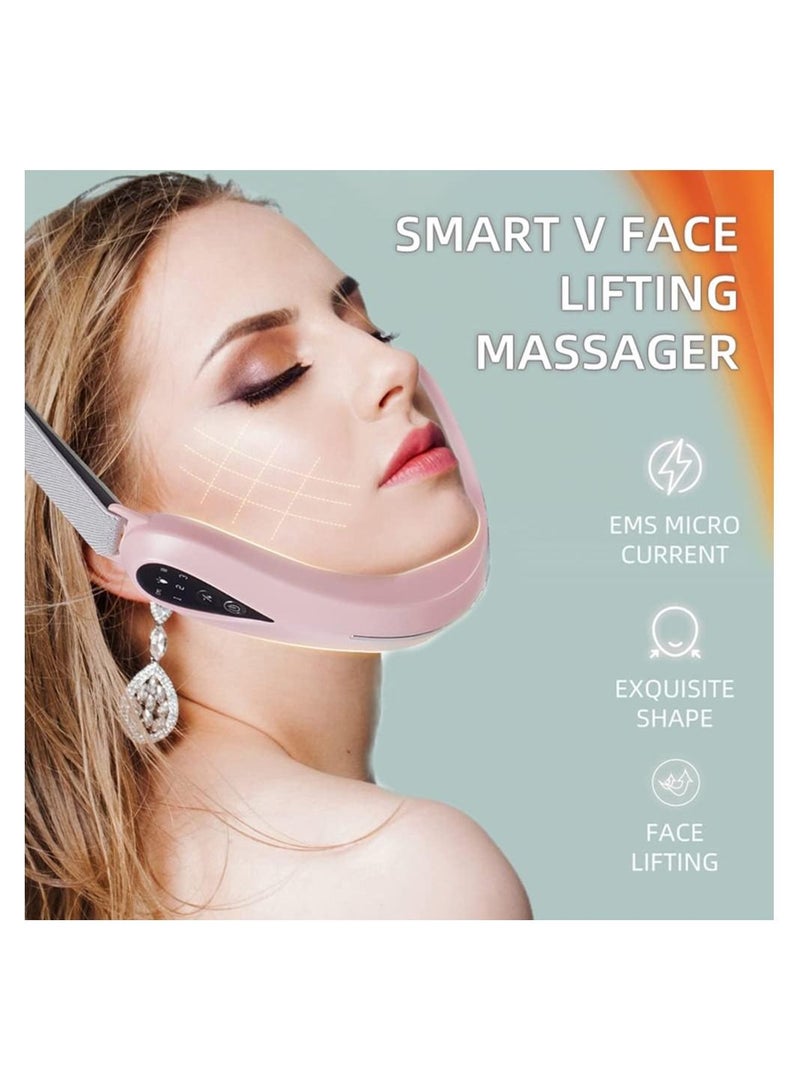 مدلك الوجه رقيقة مع وظيفة الجلد تجديد الخامس على شكل الوجه مدلك الوجه رقيقة جهاز الاهتزاز الذقن ( الوردي ) - Image 4