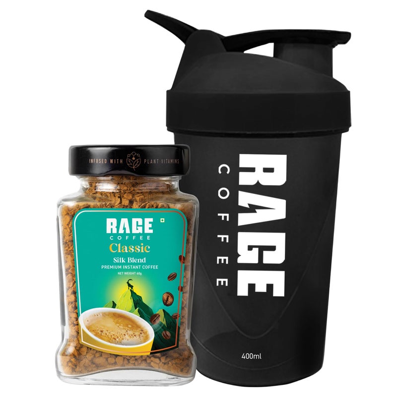 Rage Coffee Silk Blend Classic 60 GMs Instant Coffee Jar + Multi-purpose Shaker 400 ML - Image 1