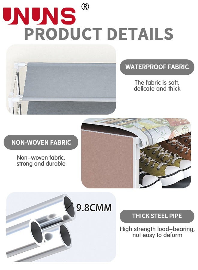 UNUNS خزانة أحذية، صندوق تخزين أحذية مكون من 10 طبقات لـ 27 زوجًا، غطاء منظم أحذية قابل للطي، رف غطاء أحذية، خزانة تخزين أحذية محمولة - Image 3