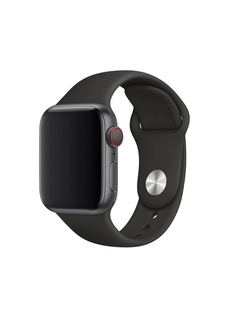HEXABEX - Apple Watch Strap/Band Compatible With 46mm/45mm/44mm/49mm Silicone Strap for Apple watch All Series Black - Image 1
