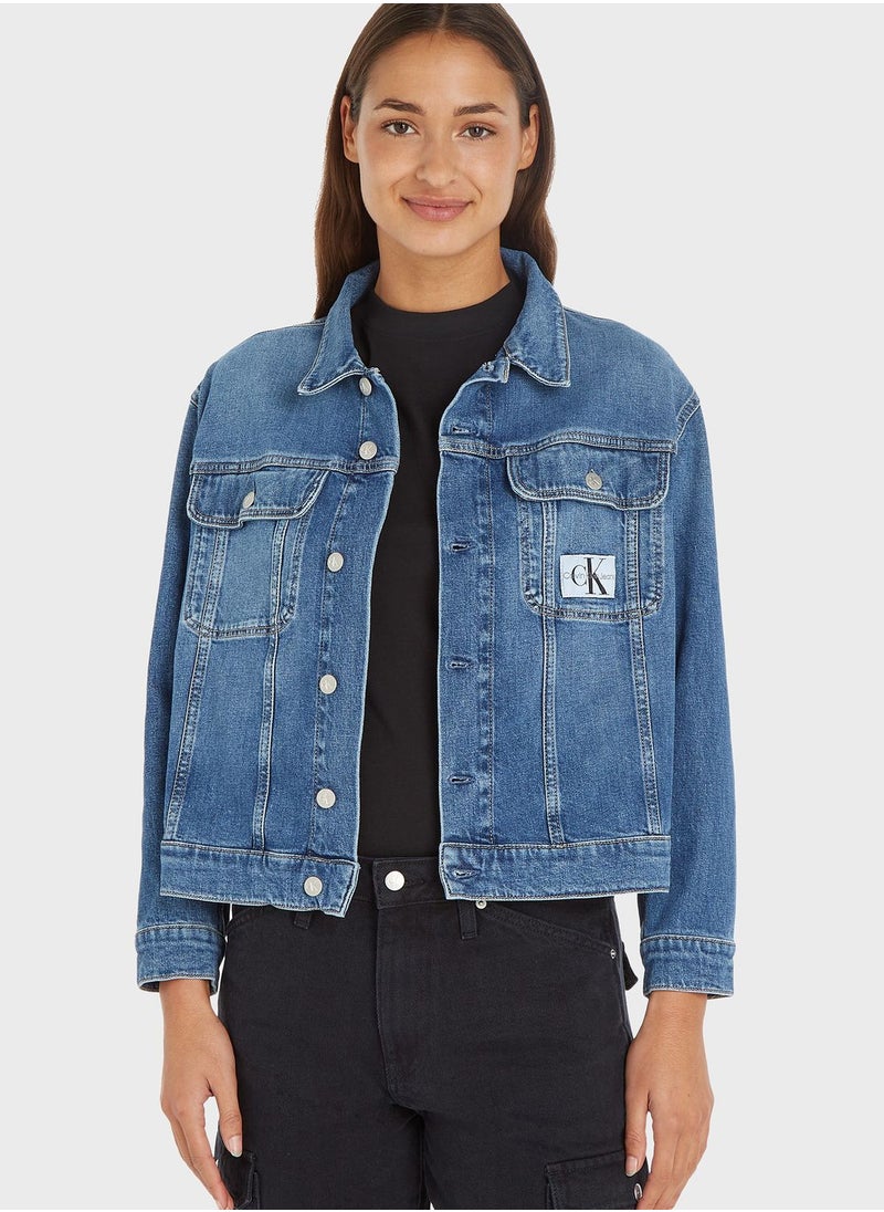 CALVIN KLEIN JEANS PLUS - Pocket Detail Denim Jacket - Image 1
