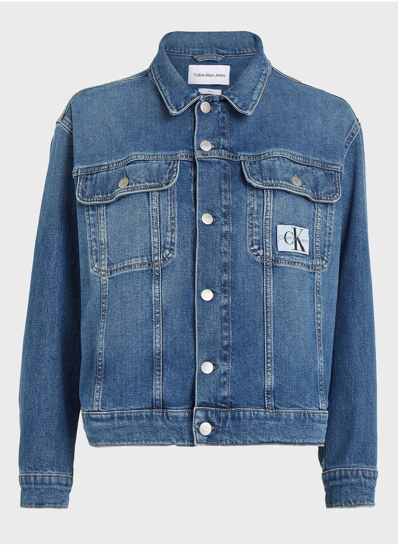 CALVIN KLEIN JEANS PLUS - Pocket Detail Denim Jacket - Image 1