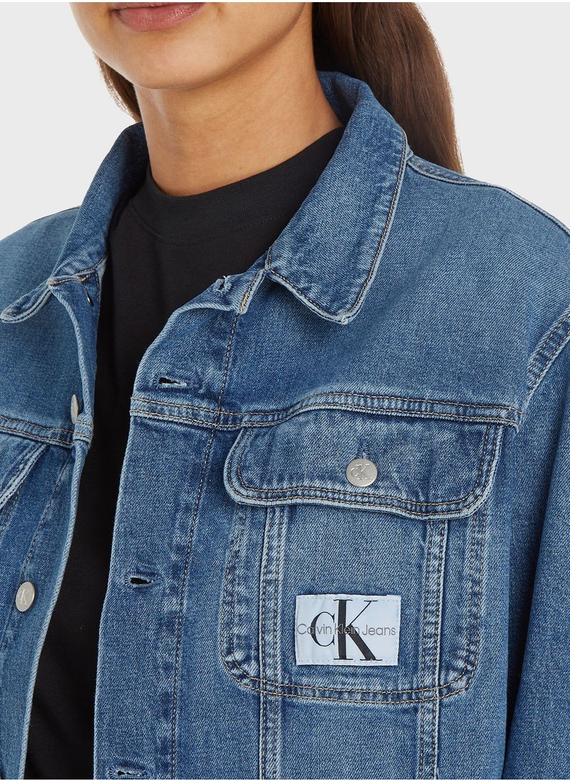 CALVIN KLEIN JEANS PLUS - Pocket Detail Denim Jacket - Image 1