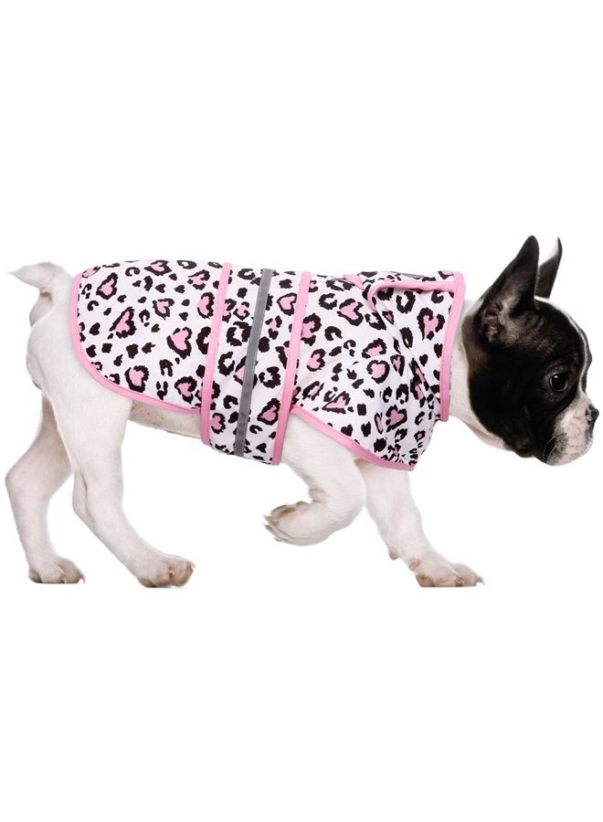 HDE Dog Raincoat Hooded Slicker Poncho for Small to X-Large Dogs and Puppies Leopard Hearts - S - Image 1
