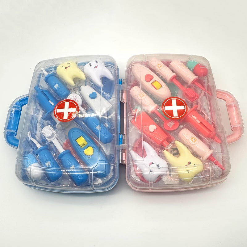 Pink Doctor Pretend Play Suitcase Dentist Role Playing Set Clean Teeth Toy for Kids - Image 1