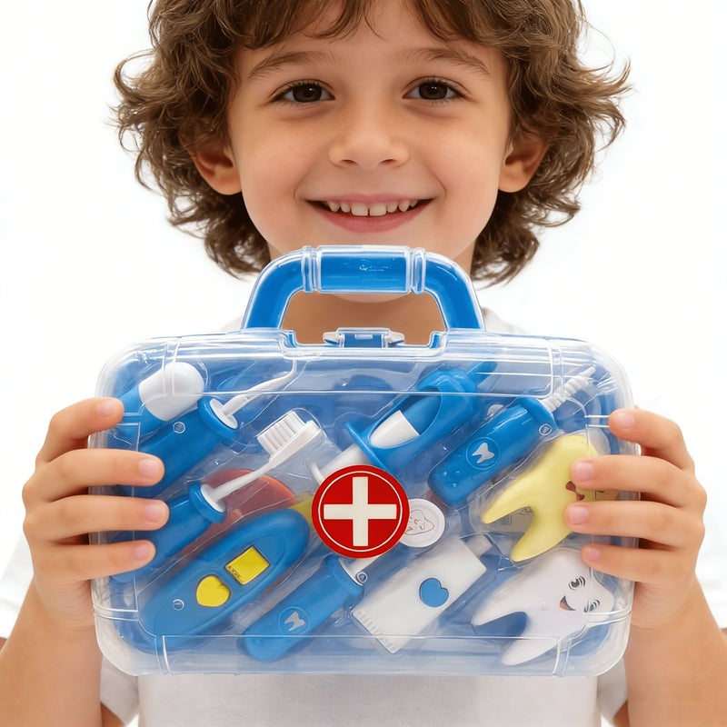 Pink Doctor Pretend Play Suitcase Dentist Role Playing Set Clean Teeth Toy for Kids - Image 4