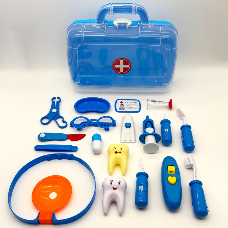 Pink Doctor Pretend Play Suitcase Dentist Role Playing Set Clean Teeth Toy for Kids - Image 3