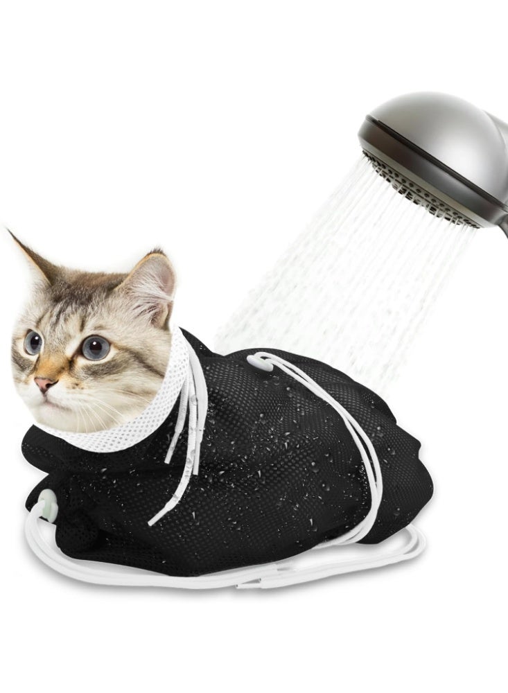 Cat Bathing Bag, Breathable Mesh, Anti-Scratch and Adjustable, for Nail Trimming, Soft Polyester Material - Image 1