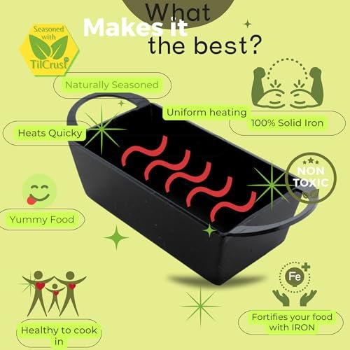 TRILONIUM Triple Seasoned Iron Bread Mould Pan 20Cms, Weighs 1.4 Kgs,Black - Image 4