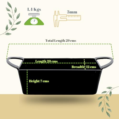 TRILONIUM Triple Seasoned Iron Bread Mould Pan 20Cms, Weighs 1.4 Kgs,Black - Image 2