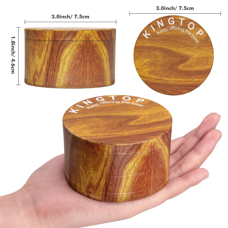 KINGTOP Grinder, Large 3" Spice Grinder (Wood Grain Brown) - Image 4